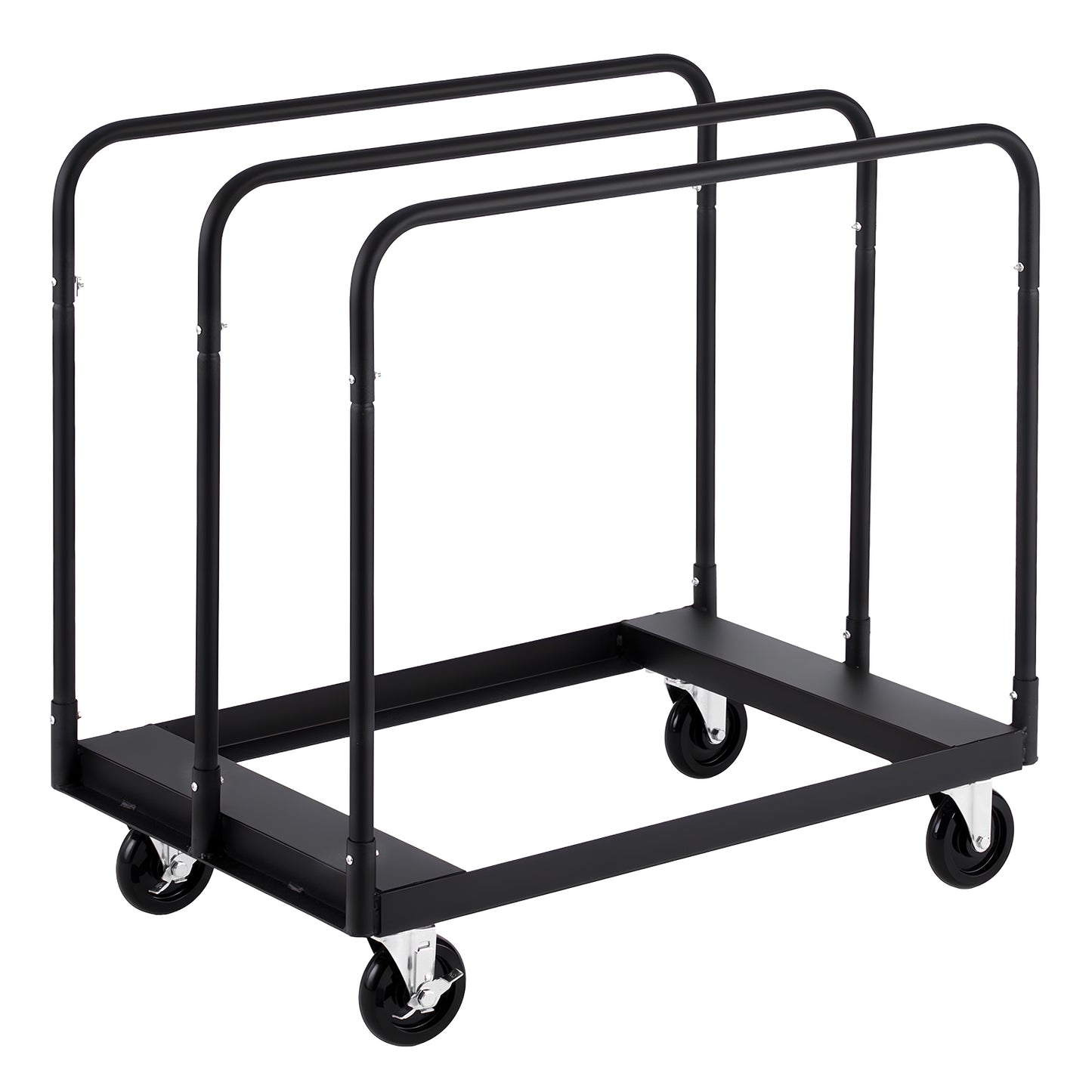 Drywall Cart Dolly, 1800 lbs Load Capacity, Steel Panel Truck Cart with 5 inch Swivel Casters, Lumber Drywall Dolly with with Tie-Down Strap  3 Side Handrails for Factory, Warehouse, Garage, Black