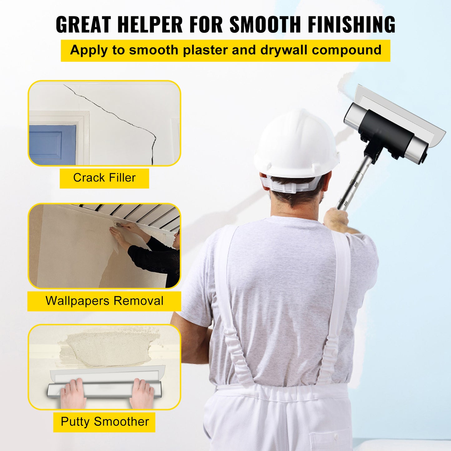 Skimming Blade Set,25+40+60 cm Blades 35in-78in Extension Handle£¬European Stainless Steel Construction Knife, Aluminum Blade Profile Smoothing Knockdown Spatula for Gyprock/Drywall/Wall-Boa