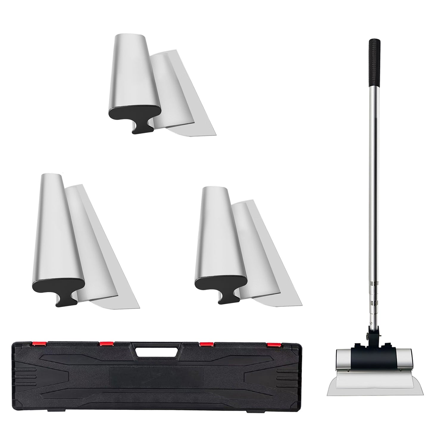 Skimming Blade Set,25+40+60 cm Blades 35in-78in Extension Handle£¬European Stainless Steel Construction Knife, Aluminum Blade Profile Smoothing Knockdown Spatula for Gyprock/Drywall/Wall-Boa
