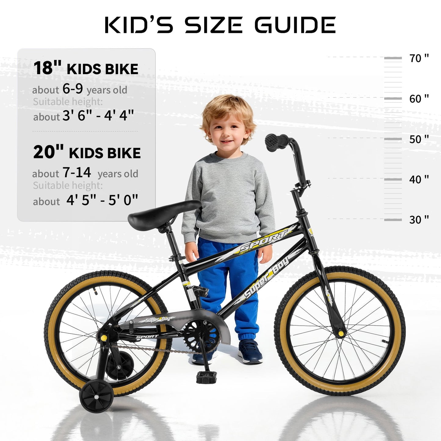 Bestcore 20in Kids Bike, Ages 7-14 Years, Black
