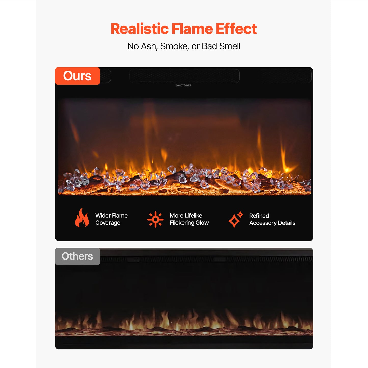 60 in. Electric Fireplace, Recessed Wall Mounted 1500W Heater with Remote, Timer, 12 Flame Colors and Glass Panel