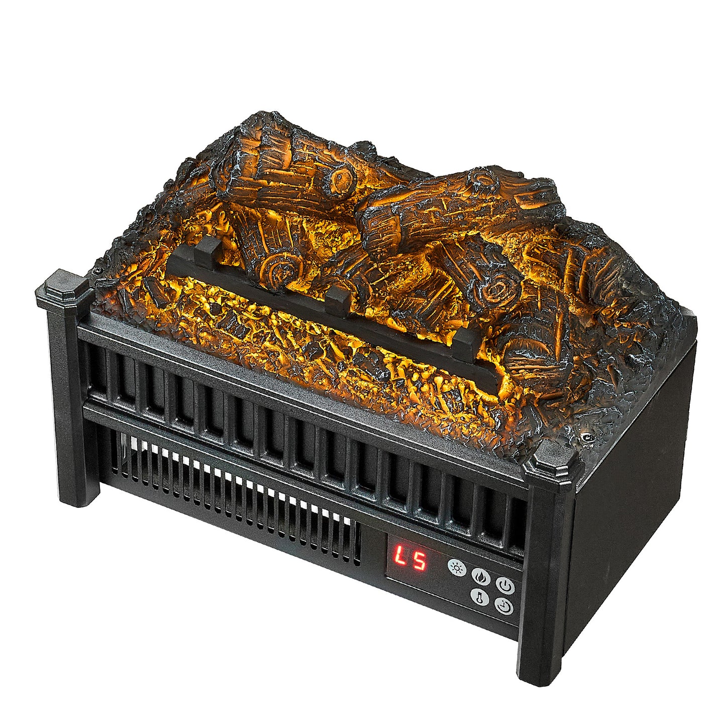 16 in. Electric Fireplace Log Insert, 1500W Infrared Heater, 3D Flame, Compact Mantel Heater