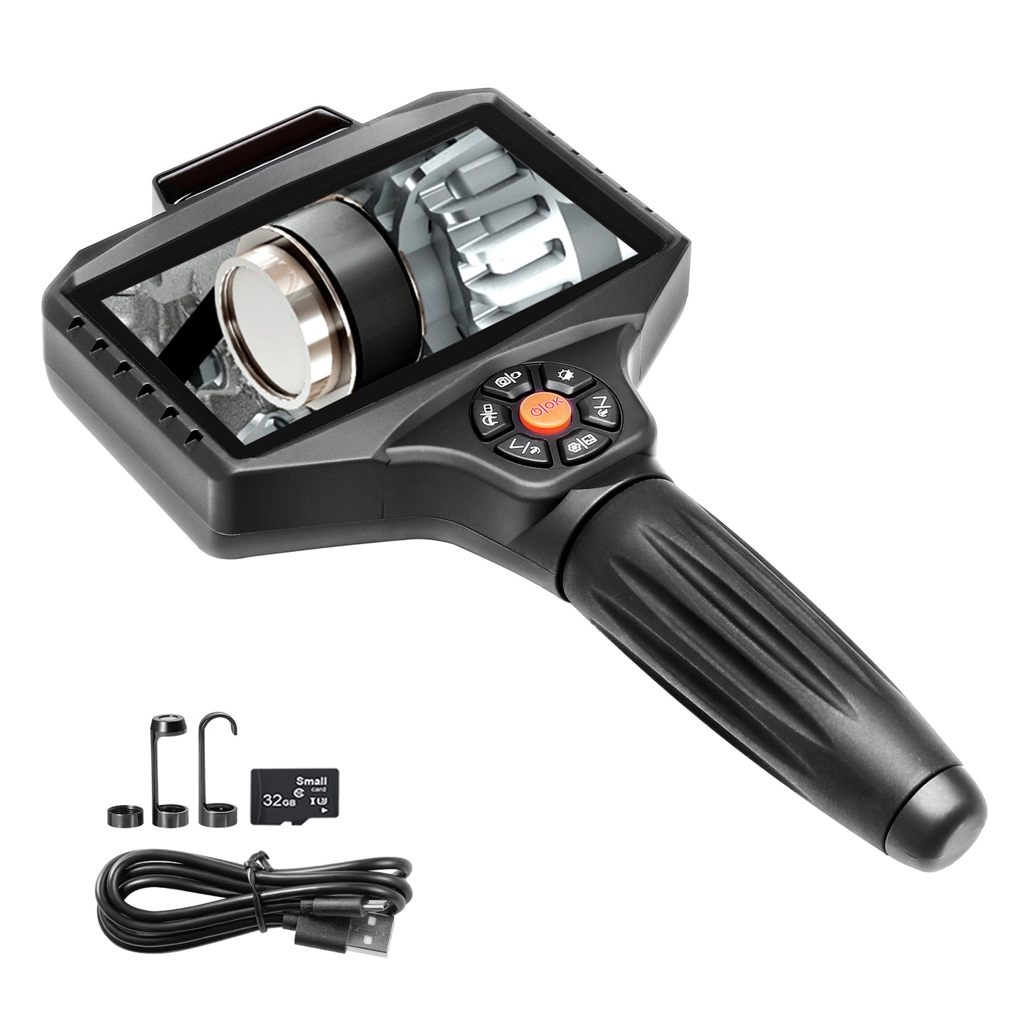 Triple Lens Borescope, 5in IPS Screen Inspection Camera with Lights, 8X Zoom 1080P HD Split Screen, 10 LED Lights Scope Endoscope Camera for Automotive, Plumbing(16.5FT Cable, 32GB Card)