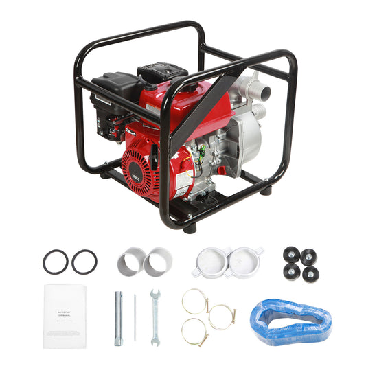 Gasoline Engine Water Pump, 2-inch, 7HP 142 GPM, 148ft Lift, 22ft Suction, 4-Stroke Gas Powered Trash Water Transfer Pump Portable High Pressure with 25ft Hose for Irrigation Pool, EPA Certified