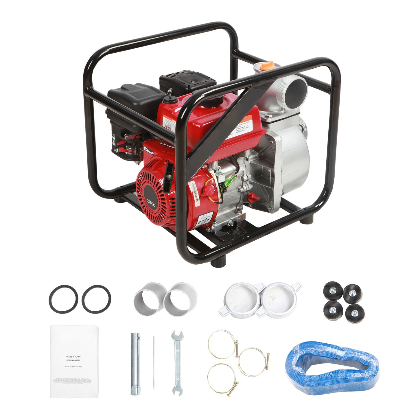 Gasoline Engine Water Pump, 3-inch, 7HP 265 GPM, 142ft Lift, 22ft Suction, 4-Stroke Gas Powered Trash Water Transfer Pump Portable High Pressure with 25ft Hose for Irrigation Pool, EPA Certified