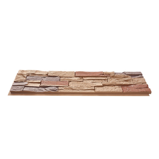 Faux Stacked Stone Panel, 45.6 x 12.8 in Artificial Stone Wall Panels, High-Density PU Stones Siding Panel, Easy to Cut, Rock Panels for Interior and Exterior Decorations, Brick Red