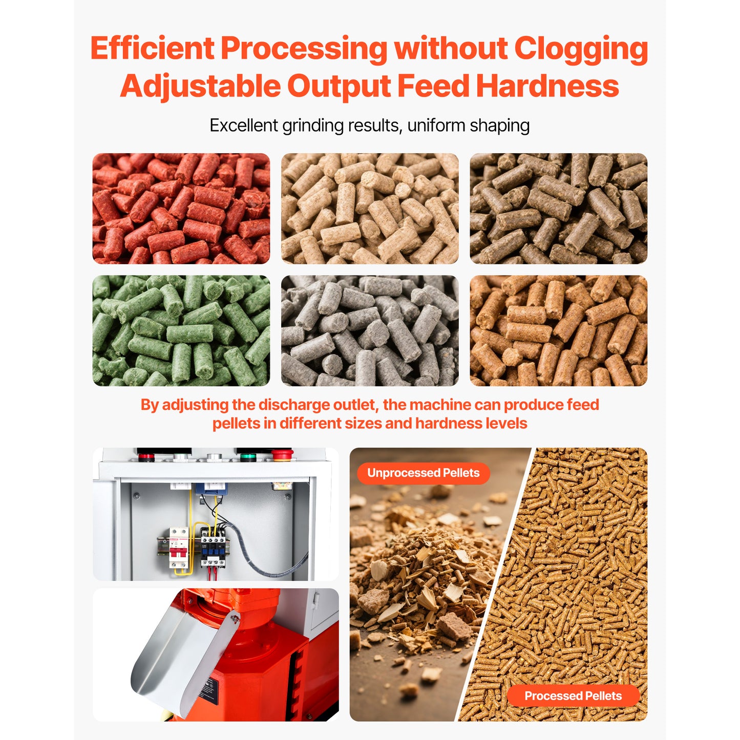 Feed Pellet Mill 5 mm Animal Feed Pellet Machine, 3,000 W 240V Granulator with 3 Rollers and 4 Wheels