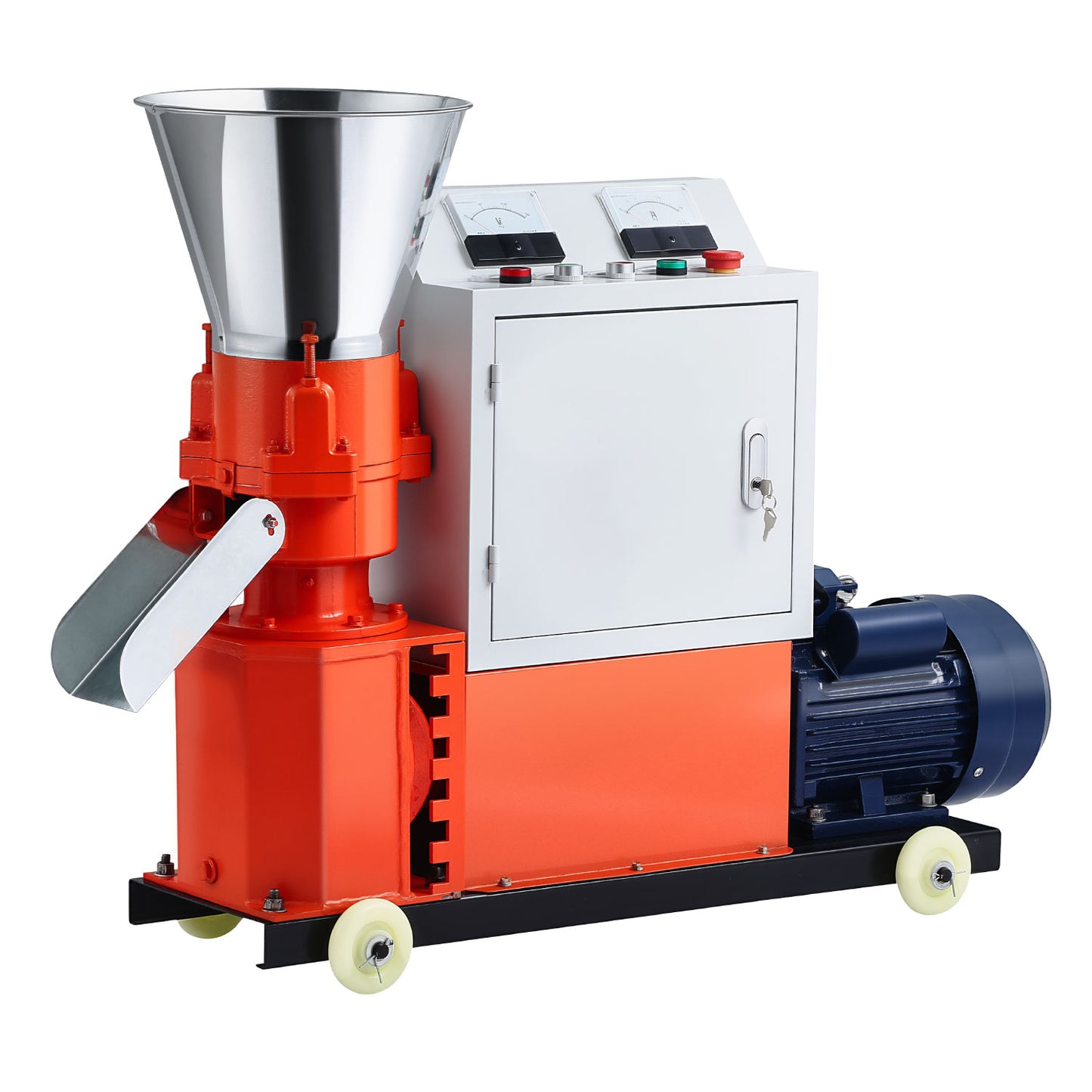 Feed Pellet Mill 5 mm Animal Feed Pellet Machine, 3,000 W 240V Granulator with 3 Rollers and 4 Wheels