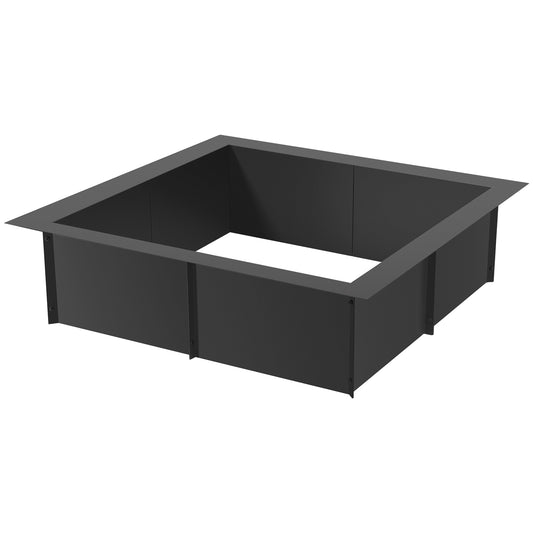 36 x 36 in. Square Fire Pit Ring, 30 x 30 in. Inner, 10 in. Tall Carbon Steel Fire Pit Insert for DIY Campfire