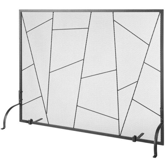Fireplace Screen Single Panel, Sturdy Iron Mesh Fireplace Screen, 35.6in(L) x28.4in(H) Spark Guard Cover, Simple Installation, Free Standing Fire Fence Grate for Living Room Home Decor Modern