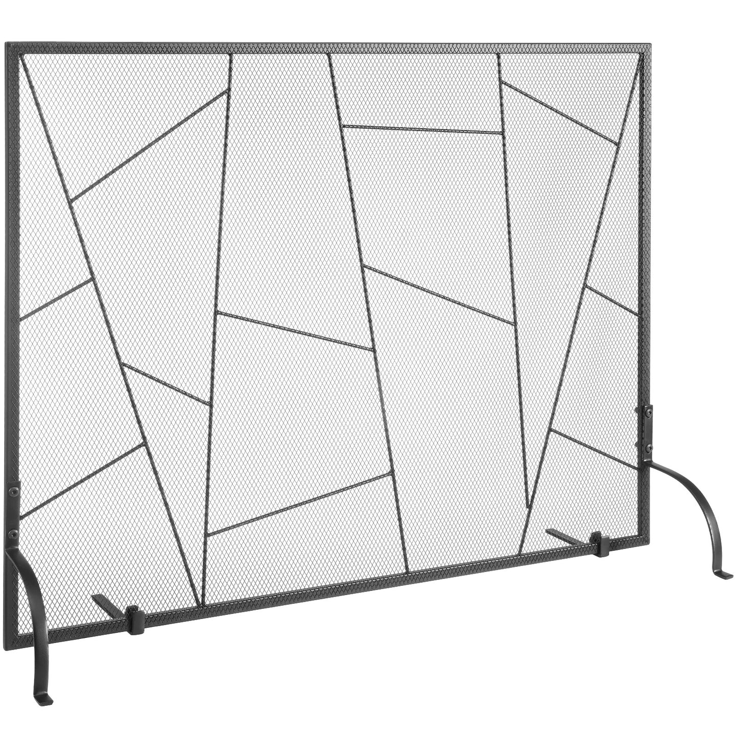 Fireplace Screen Single Panel, Sturdy Iron Mesh Fireplace Screen, 35.6in(L) x28.4in(H) Spark Guard Cover, Simple Installation, Free Standing Fire Fence Grate for Living Room Home Decor Modern