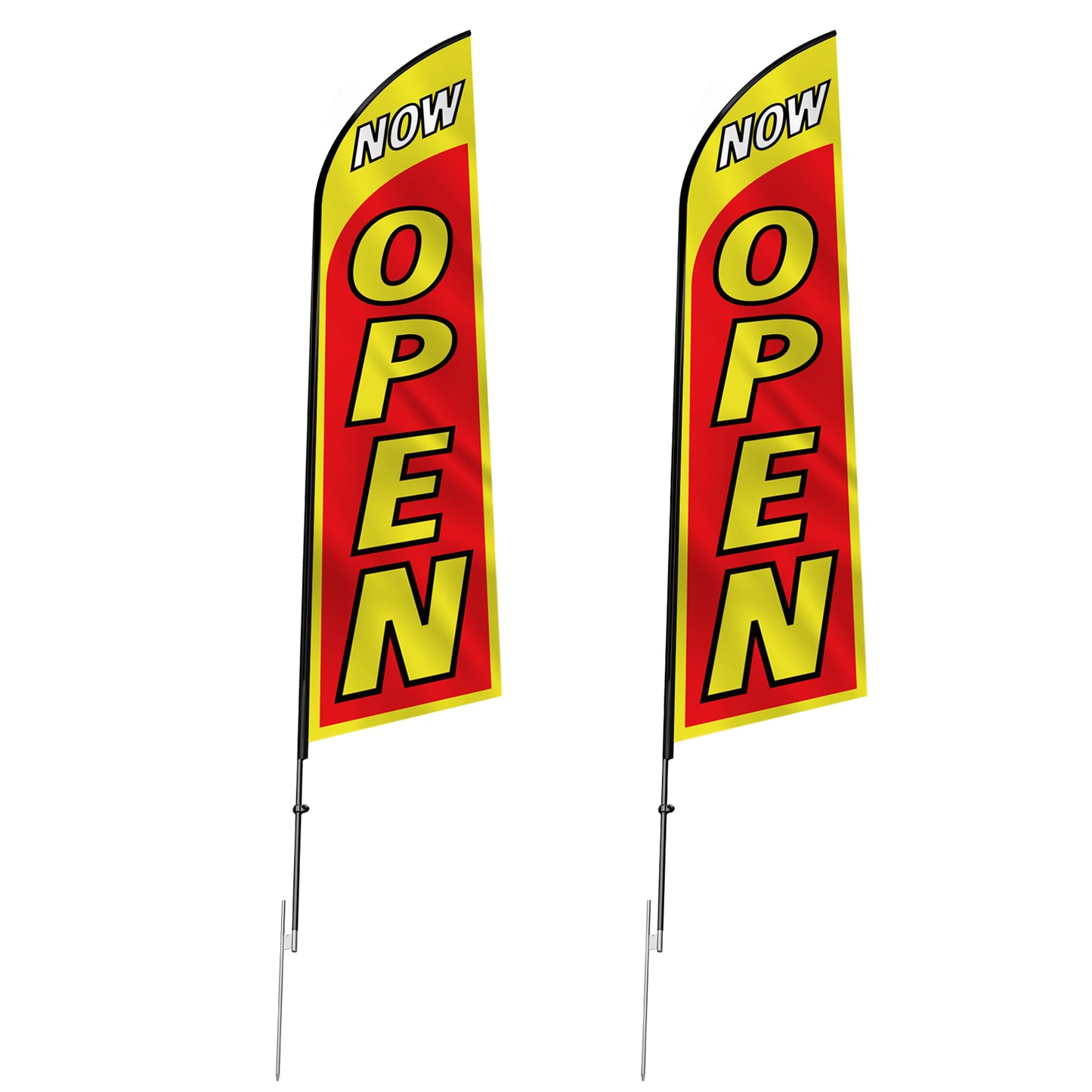 16.3 ft. Open Flag Pole Kit, 2-Pack Swooper Advertising Flags with Poles and Ground Stakes for Storefronts