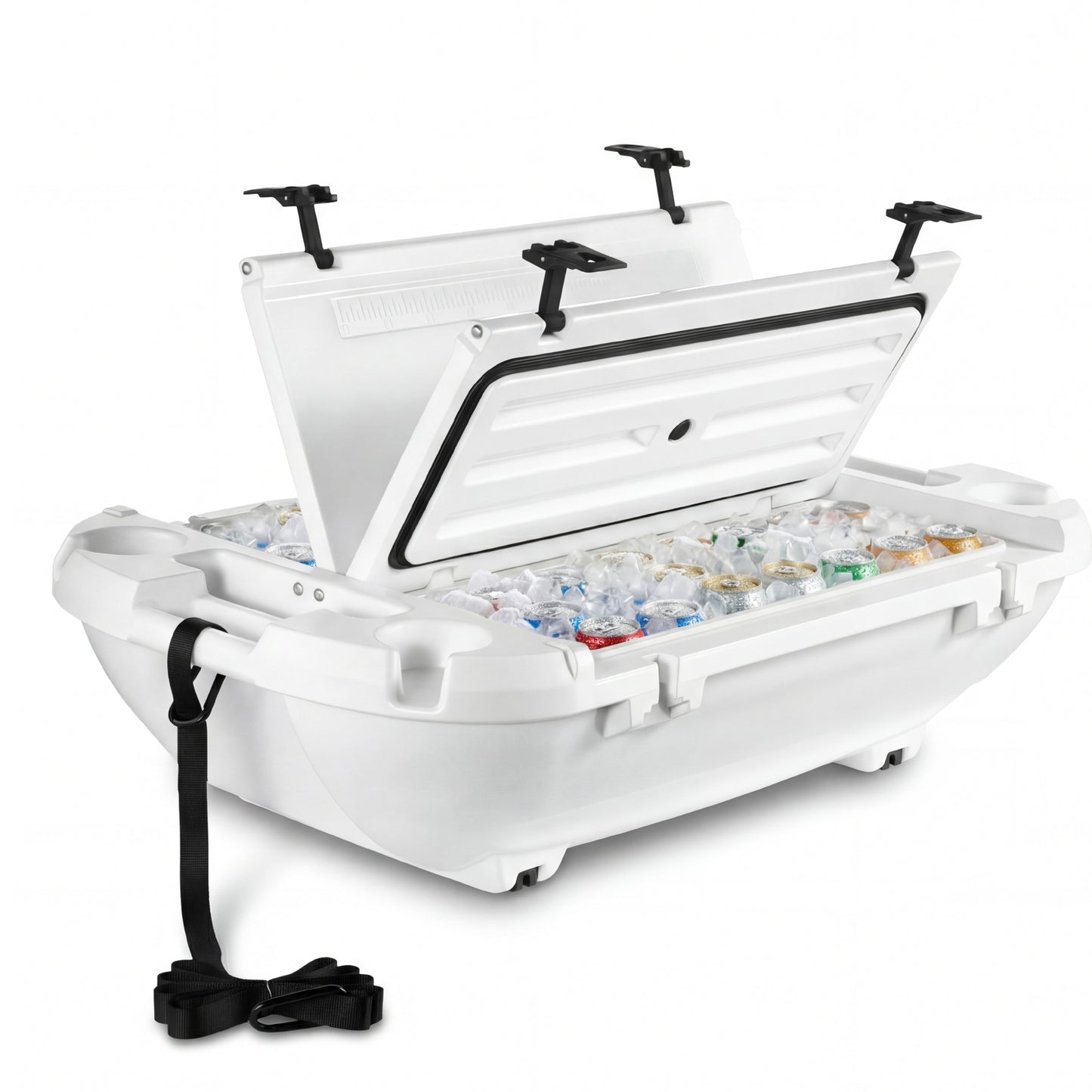 40 Qt. Floating Cooler with Tow Rope, Dry Storage, LLDPE Amphibious Drink Cooler for Lake River Pool Kayak, White