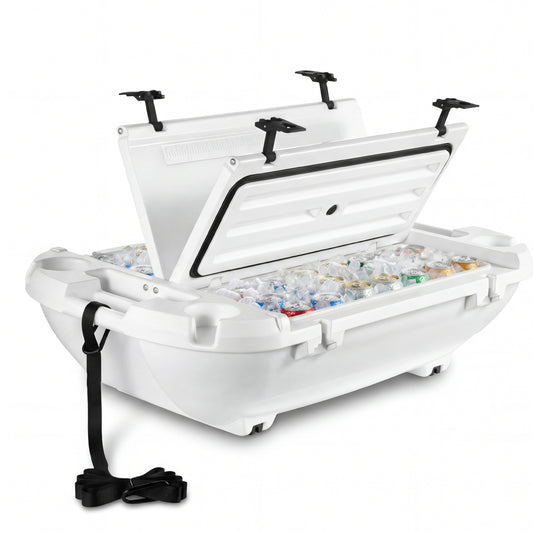 40 Qt. Floating Cooler with Tow Rope, Dry Storage, LLDPE Amphibious Drink Cooler for Lake River Pool Kayak, White