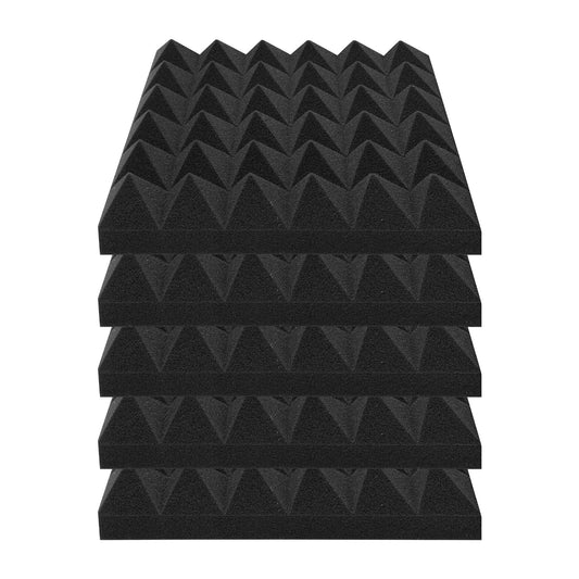 Acoustic Foam Panels, 36 Pack 12 x 12 x 2 inches, Pyramid Soundproof Wall Panels,Fire-Resistant Acoustic Panels,Sound Dampening Absorbing Panels for Studio Wall and Ceiling,Black