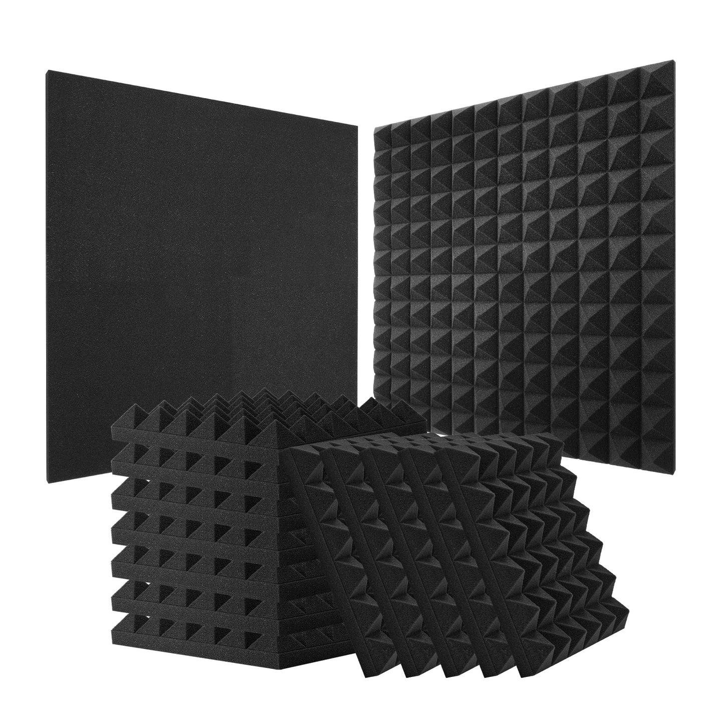 Acoustic Foam Panels, 36 Pack 12 x 12 x 2 inches, Pyramid Soundproof Wall Panels,Fire-Resistant Acoustic Panels,Sound Dampening Absorbing Panels for Studio Wall and Ceiling,Black