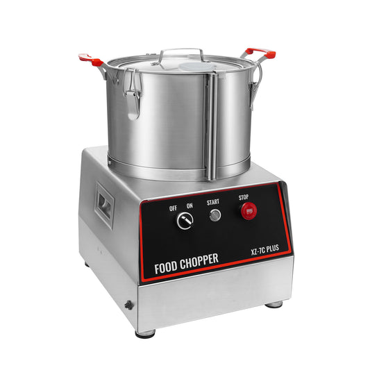 Food Processor 7 qt. Commercial, 750W Vegetable Chopper, Food-Grade Stainless Steel, 2 Extra S-Blades, Multifunction