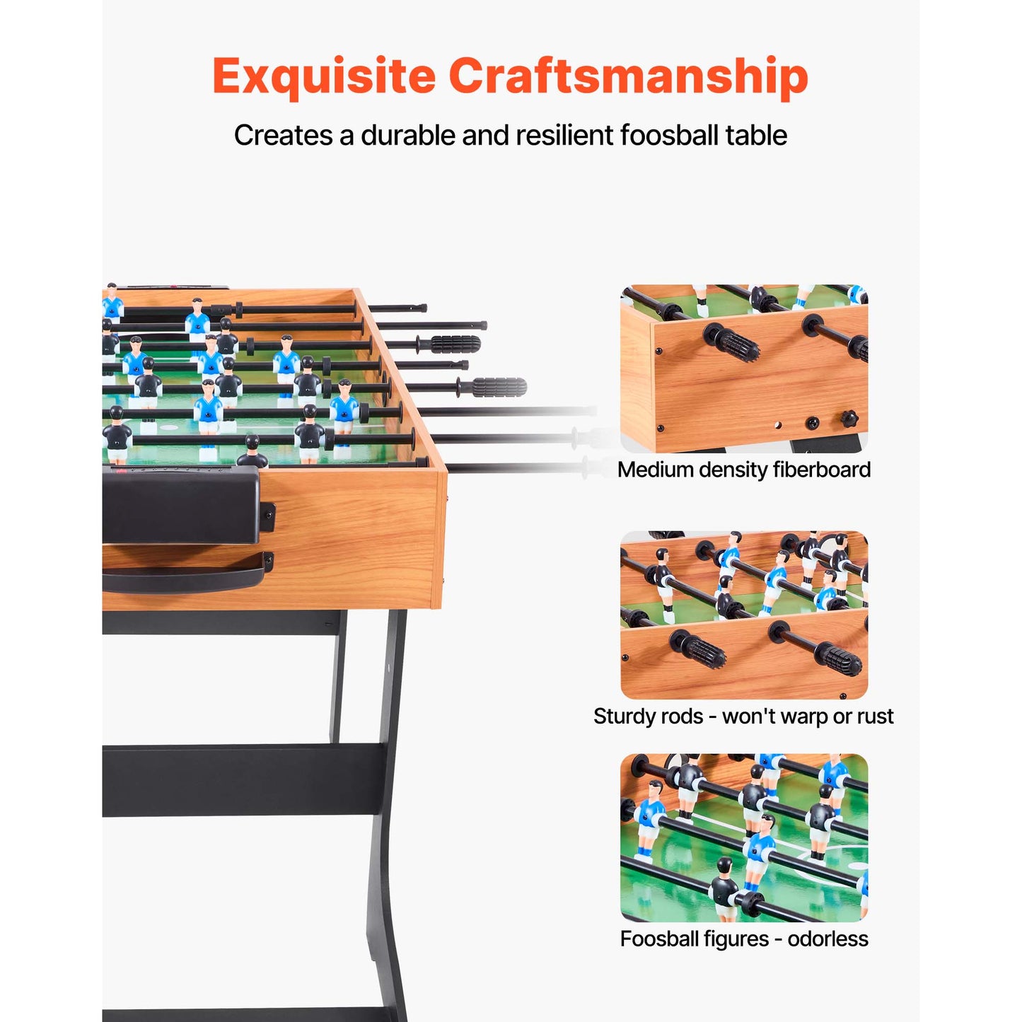 Folding Foosball Table 42 in., Indoor Standard Soccer Set with 22 Players and 2 Balls, Game Room