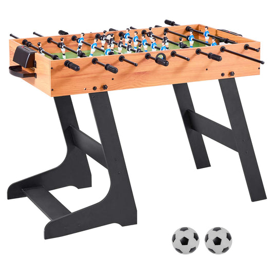 Folding Foosball Table 42 in., Indoor Standard Soccer Set with 22 Players and 2 Balls, Game Room