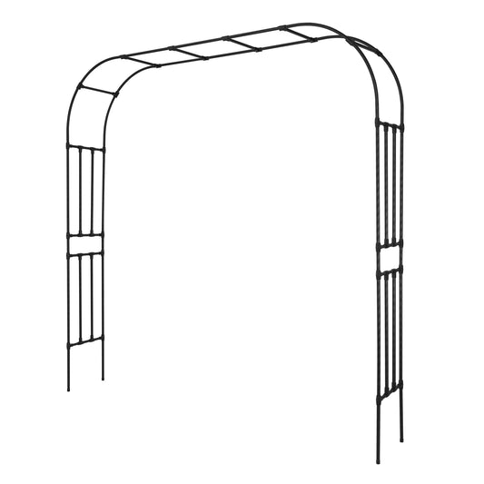 Garden Arbor 94.5 x 98.5 x 15.8 in., Galvanized Steel Archway Trellis with Ground Stakes for Climbing Plants
