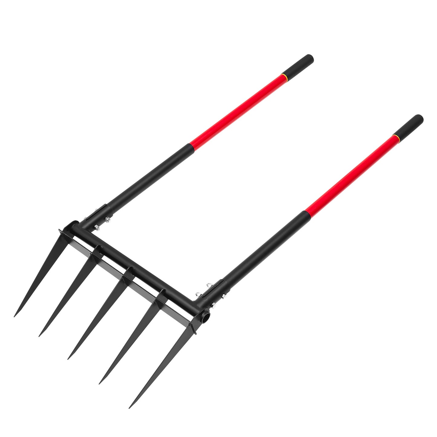 Broad Fork 5-Tine Pitchfork, 54 in. Heavy-Duty Garden Fork, Dual Fiberglass Handles, Forged U-Shape Hand Tiller