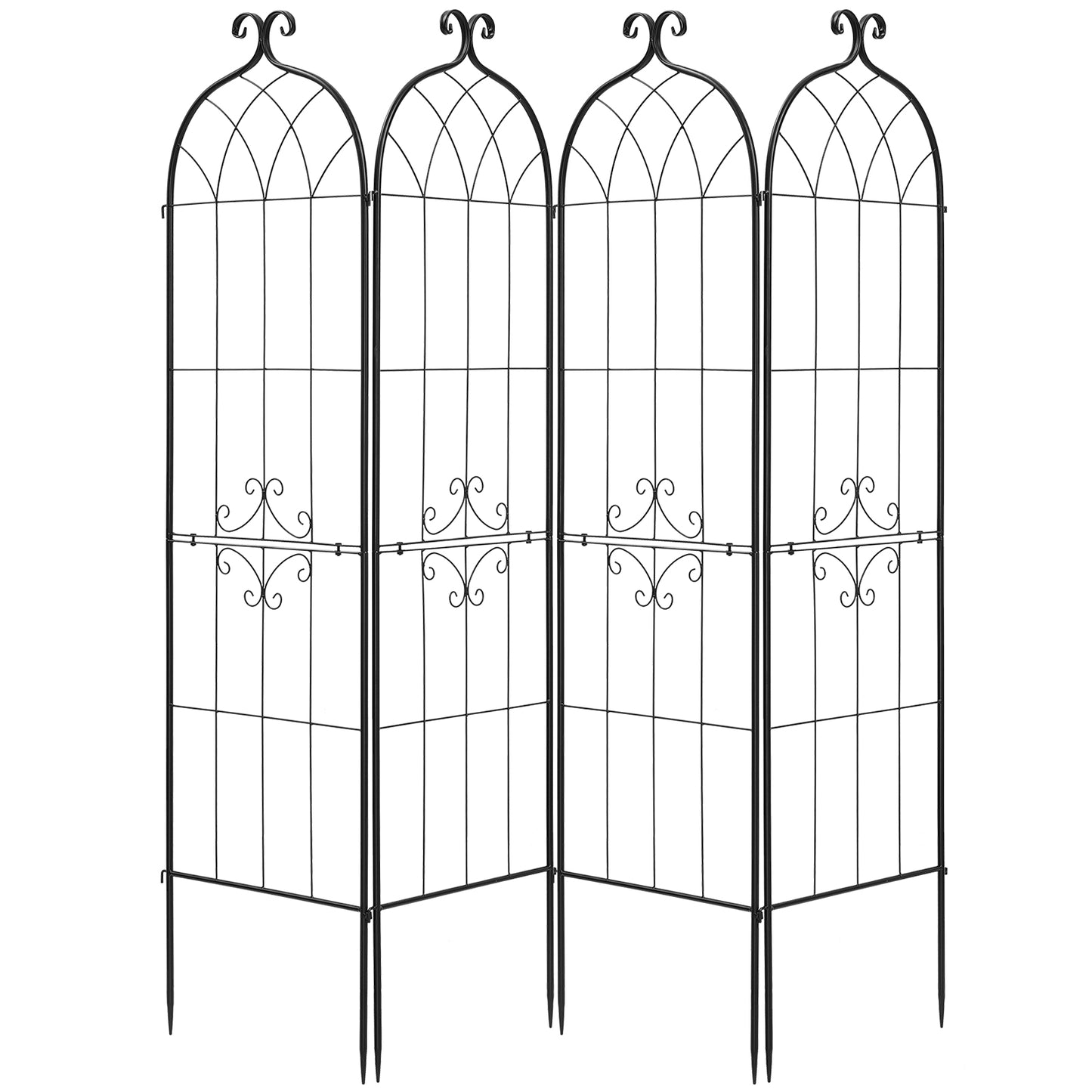 Garden Trellis 4-Pack 71 x 20 in. Tall Rose Trellis, Metal Climbing Plant Support for Vines, Clematis