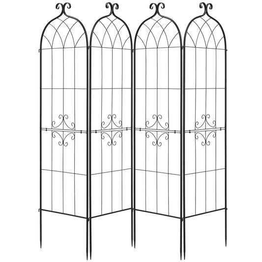 Garden Trellis 4-Pack 71 x 20 in. Tall Rose Trellis, Metal Climbing Plant Support for Vines, Clematis