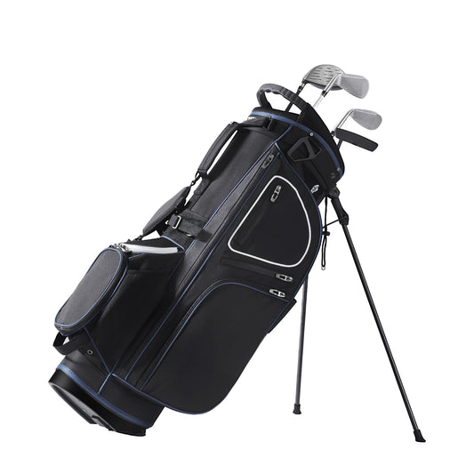 Golf Stand Bag 35 in. with 14-Way Divider Top, 11 Pockets, Reinforced Triangular Stand, Dust Cover, Dual Strap