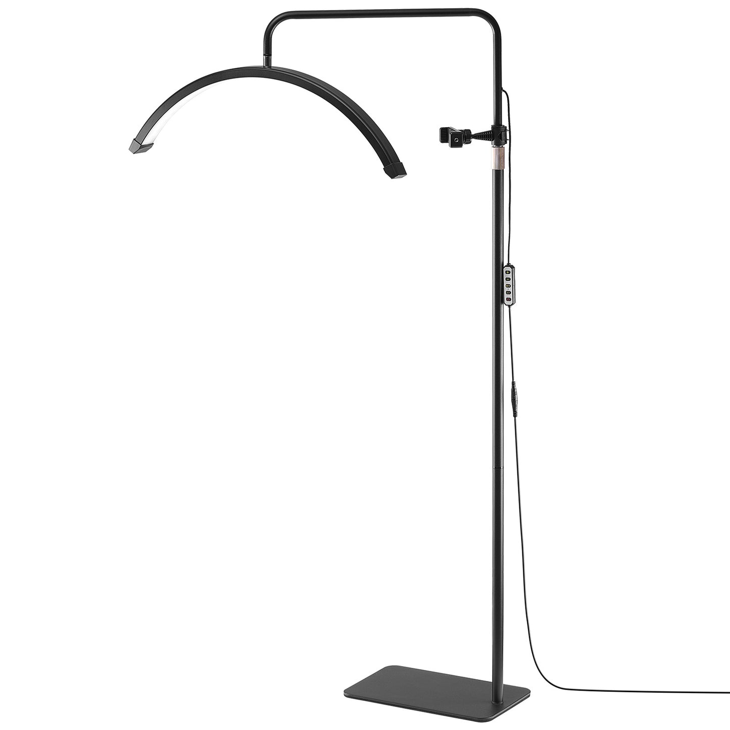 70 In. Black Standard Half Moon LED Floor Lamp , Dimmable Floor Light with Remote  Phone Holder, Arched Esthetician