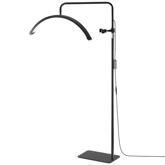 70 In. Black Standard Half Moon LED Floor Lamp , Dimmable Floor Light with Remote  Phone Holder, Arched Esthetician