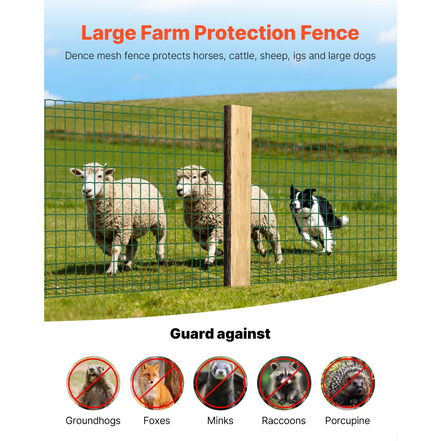 Farm Fence, 39 x 984 in, 2 x 4 in Mesh 2.1mm Galvanized Steel Wire Fencing for Cattle, Hog  Sheep, Heavy Duty Vinyl Coated Livestock Fence for Animal Enclosures, Cage Wire, Garden Fences, Green