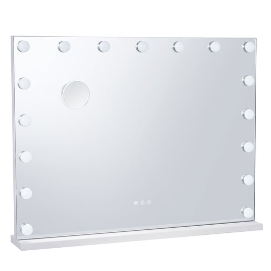 Hollywood Vanity Mirror with Lights, 31.5 x 23.6 in. Makeup Mirror, 3 Color Modes, 5X Magnification, USB  Type C