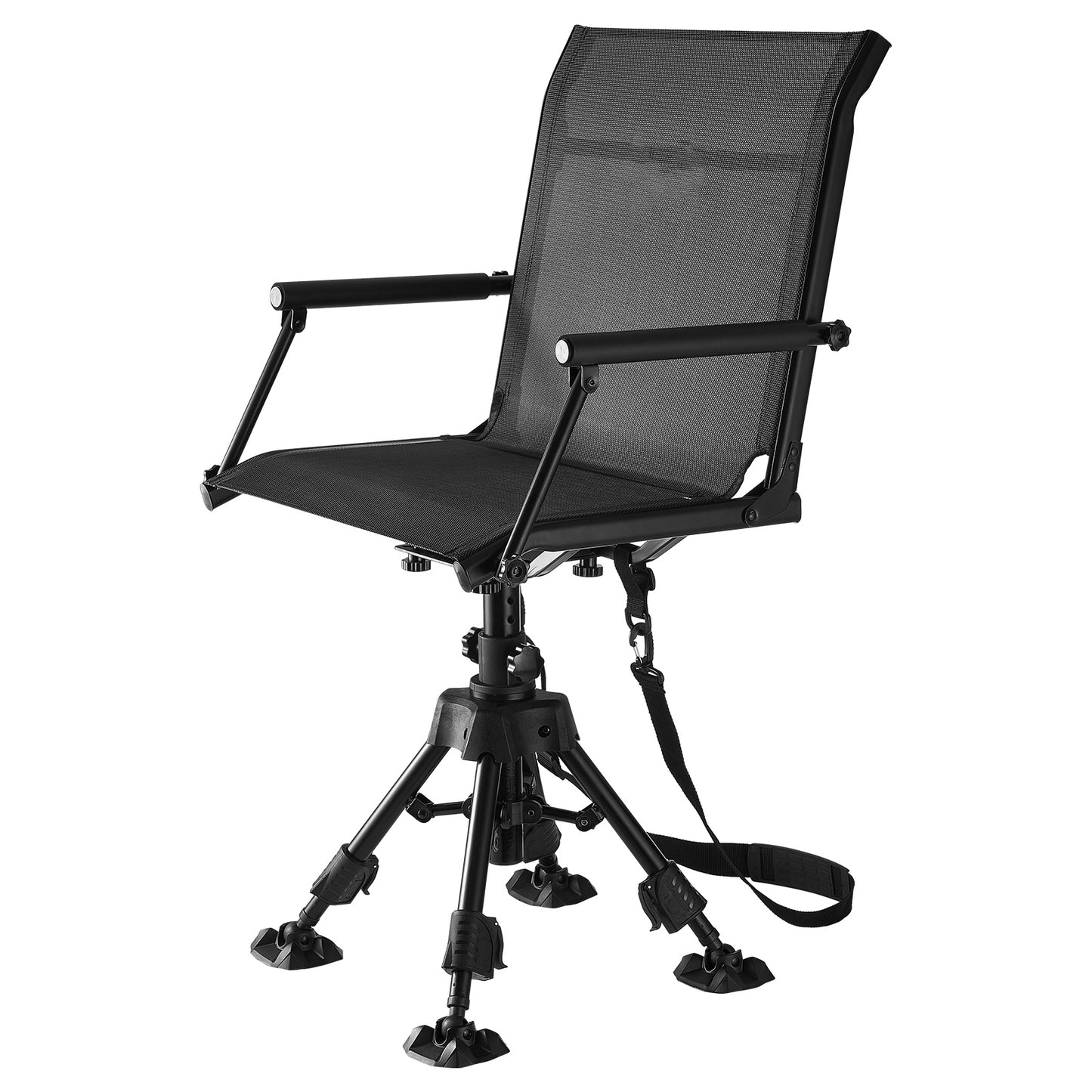 Hunting Chair 360¡ã Silent Swivel, 350 lb. Foldable Blind Chair with Armrests, Anti-Sink Feet, 5-Level Height Adjustable