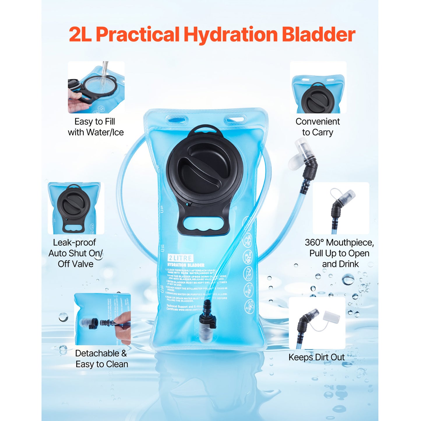 25L Insulated Hydration Backpack with 2L TPU Bladder, Hiking Water Pack with Storage for Men Women, Cycling Camping