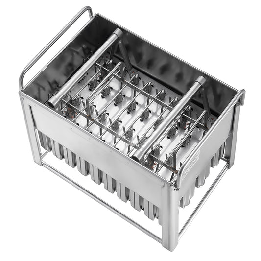 Commercial Popsicle Molds, 40-Count Round-Head Double-Slot Stainless Steel Ice Pop Molds with Sticks, Bags