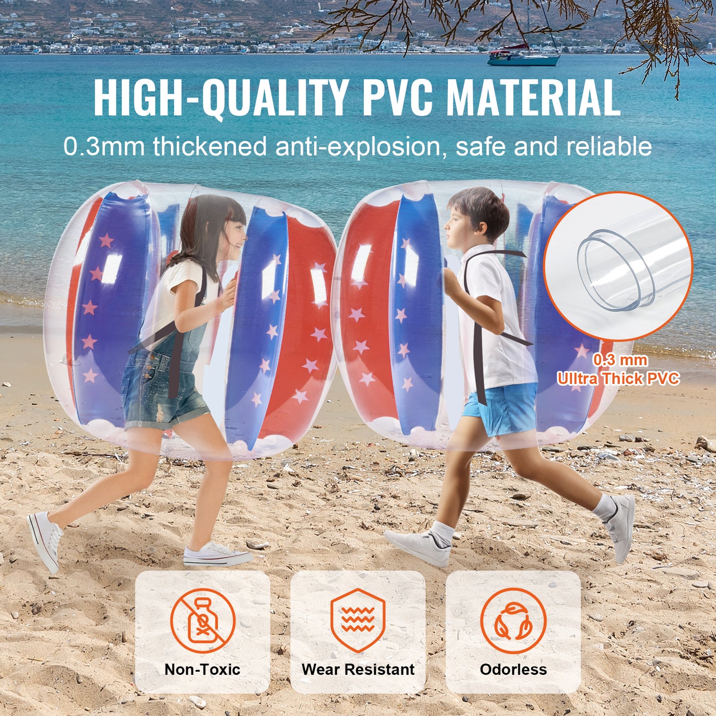 Inflatable Bumper Balls 2-Pack 4 ft. Body Sumo Zorb Balls for Kids Teens Durable PVC Human Hamster Bubble Balls