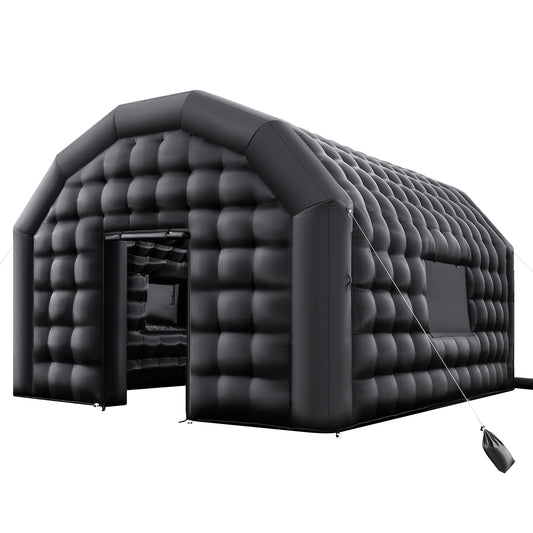 Inflatable Nightclub Party Tent, 17.72 x 16.4 x 13.9 ft. Blow Up Air Cube with 680W Blower, Sandbag, 2 Windows