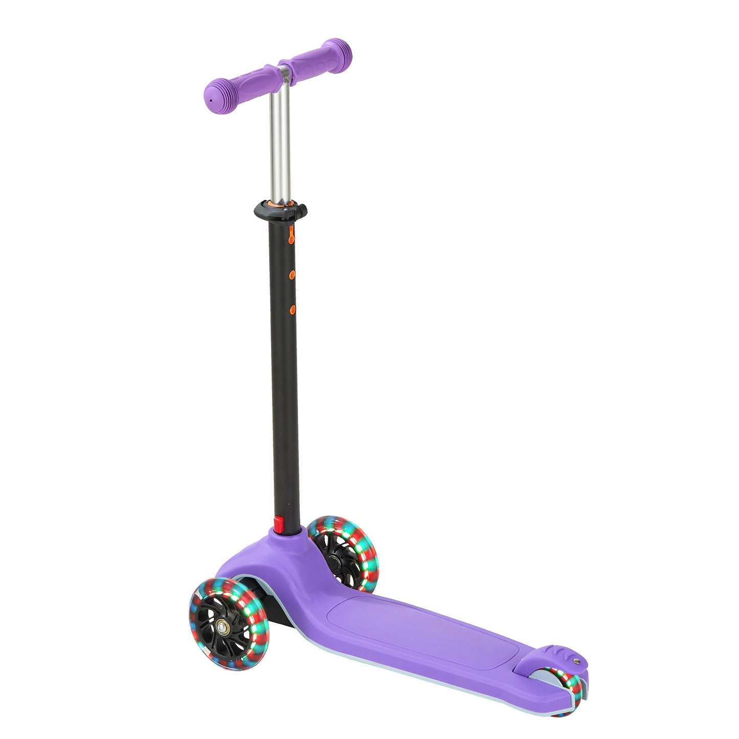 Kick Scooter for Kids Ages 3+, 3-Wheel Toddler Scooter Light-Up Wheels, Adjustable Handlebar, 165 lb. Aluminum, Purple