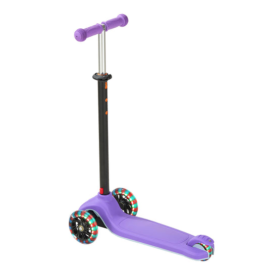 Kick Scooter for Kids Ages 3+, 3-Wheel Toddler Scooter Light-Up Wheels, Adjustable Handlebar, 165 lb. Aluminum, Purple
