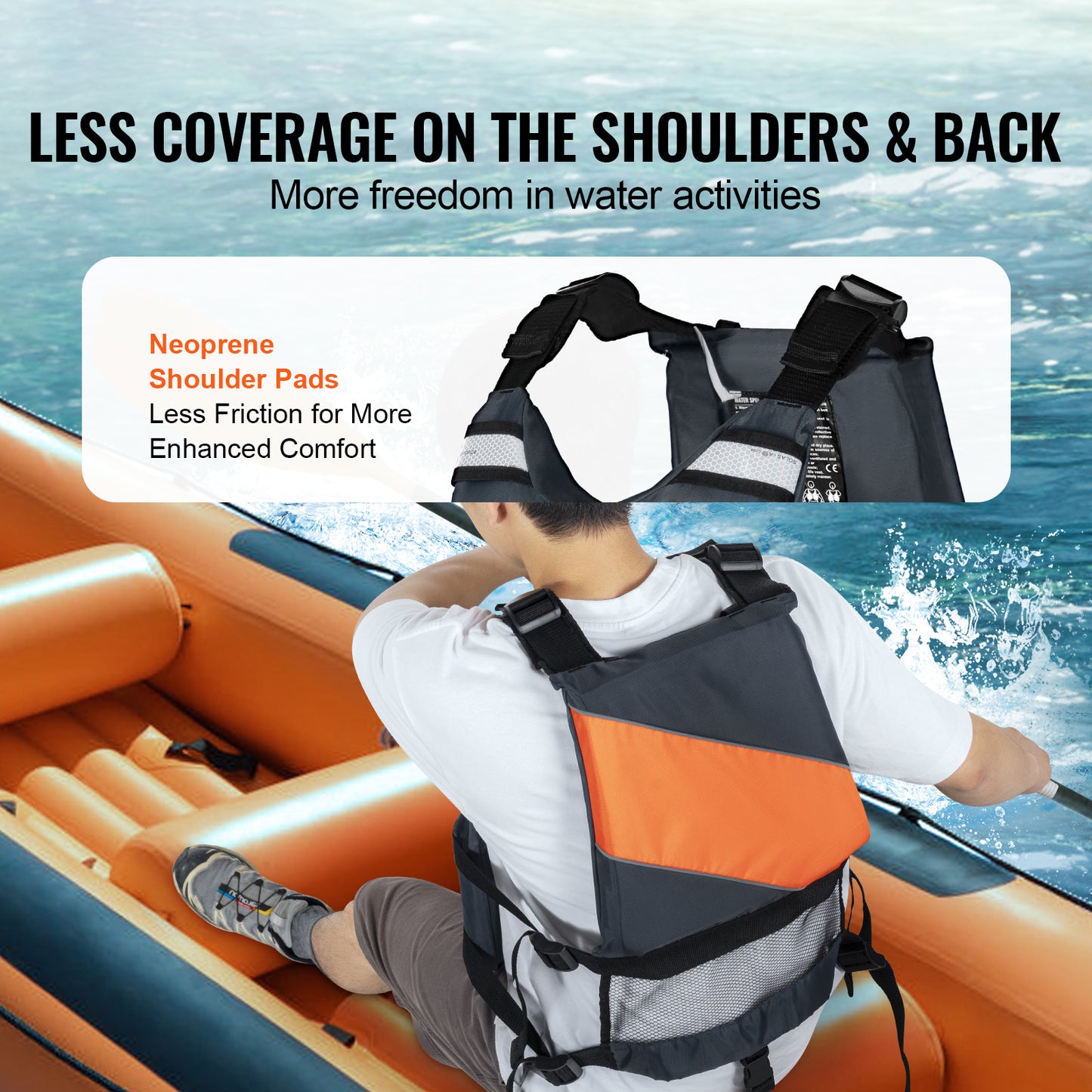Adult Life Vest PFD 80N Buoyancy Size S, Waterproof Nylon Life Jacket for Kayaking Fishing Surfing Watersports