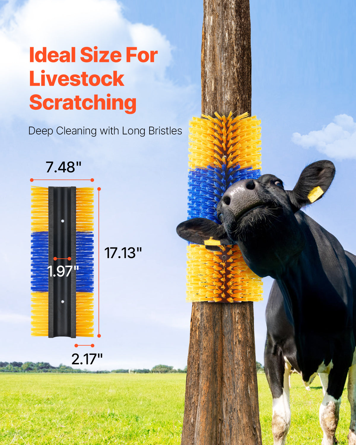 Livestock Scratching Brush 3 Pack, 17.13 x 7.48 in. Horse Cow Scratcher with 6 Screws for Cattle Pig Goat