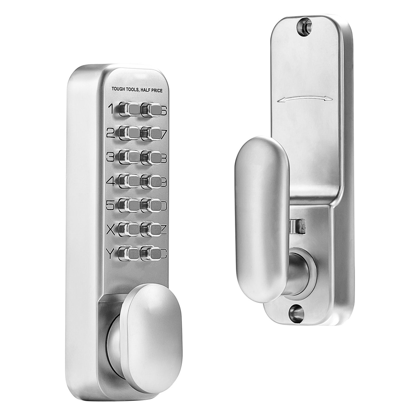 Mechanical Keyless Entry Door Lock, 14 Key Mechanical Door Lock, Mechanical Keypad Door Knob, Single-Side Stainless Steel Waterproof Keyless Gate Lock, for Home Office Outdoor Fence Garage Yard