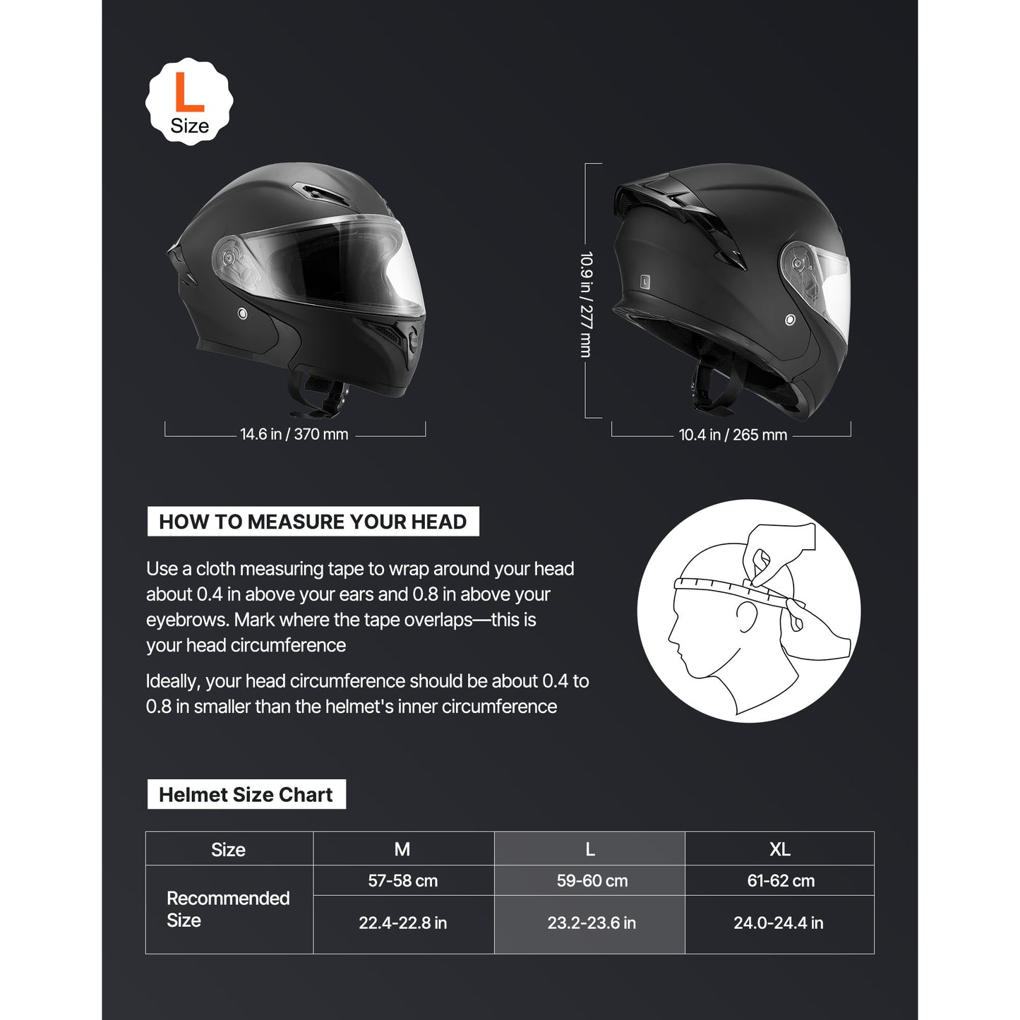 Modular Motorcycle Helmet DOT, Adult Dirt Bike Helmet with Clear Visor, Detachable Liner, ABS Shell