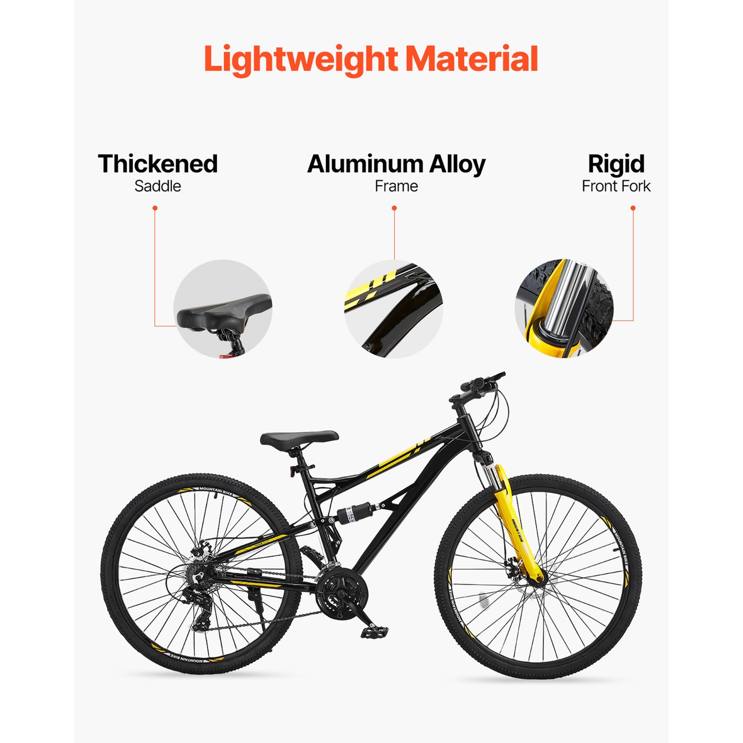 29 in. Mountain Bike Full Dual Suspension MTB Bicycle 24-Speed Twist Shift Dual Disc Brake Aluminum Frame