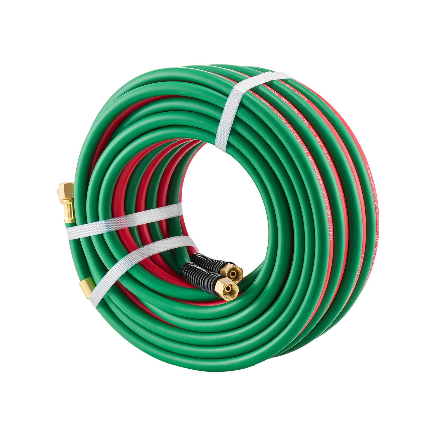 Oxygen Acetylene Hose, 1/4-Inch x 50FT Oxy Acetylene Hose with 9/16in-18 B Fitting, 300PSI T Grade Welding Cutting Torch Twin Hose, Compatible with Oxygen, Acetylene, Propane and Other Fuel Gases