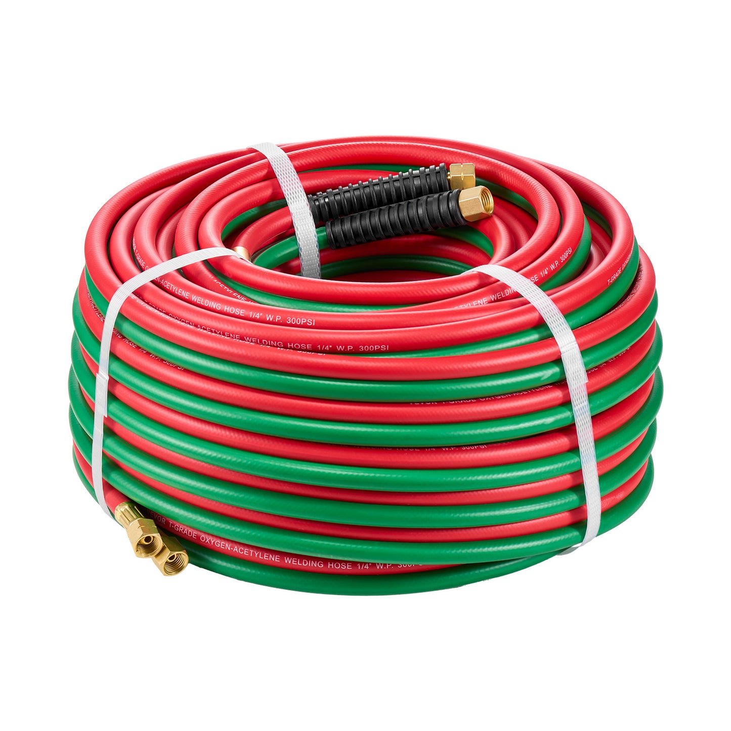 Oxygen Acetylene Hose, 1/4-Inch x 100FT Oxy Acetylene Hose with 9/16in-18 B Fitting, 300PSI T Grade Welding Cutting Torch Twin Hose, Compatible with Oxygen, Acetylene, Propane and Other Fuel Gases