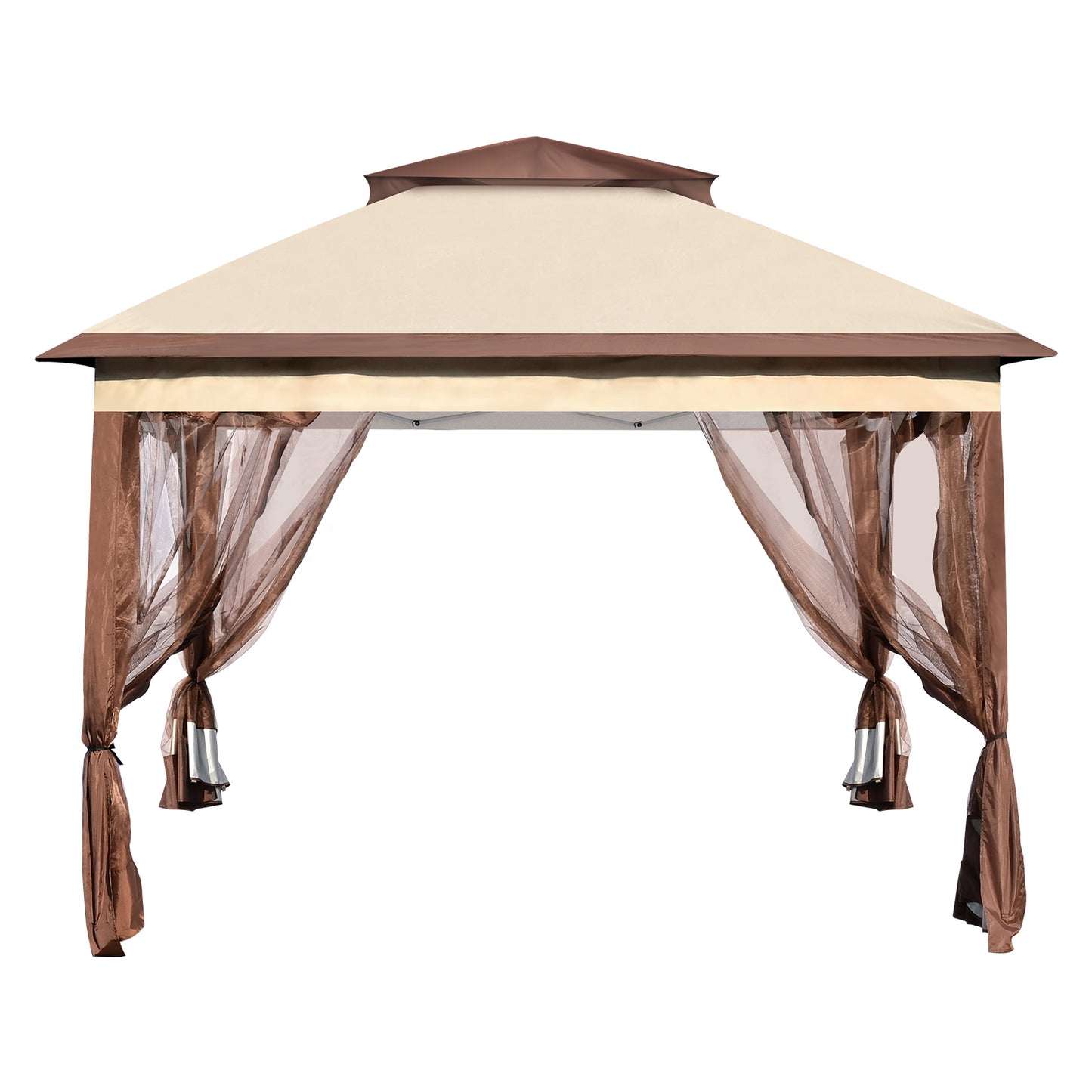 Pop Up Gazebo 11 x 11 ft. Patio Gazebo with Mosquito Netting Metal Frame UPF 50 PU 250D Oxford for 8-10 Person