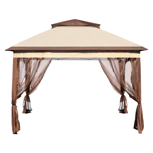 Pop Up Gazebo 11 x 11 ft. Patio Gazebo with Mosquito Netting Metal Frame UPF 50 PU 250D Oxford for 8-10 Person