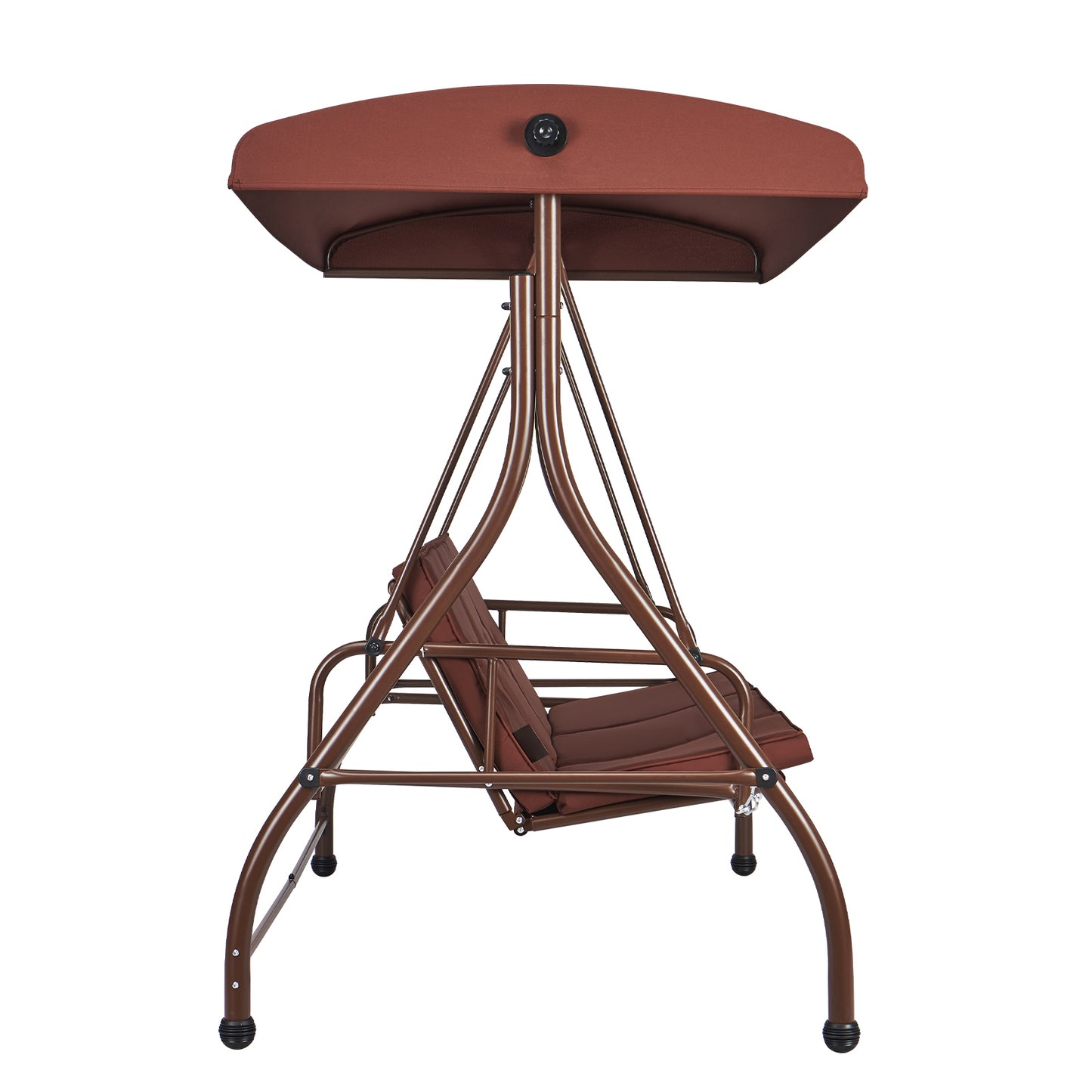 3-Seat Patio Swing Chair with Adjustable Canopy, Converting Swing-to-Bed, 750 lb. Alloy Steel Frame, Brown