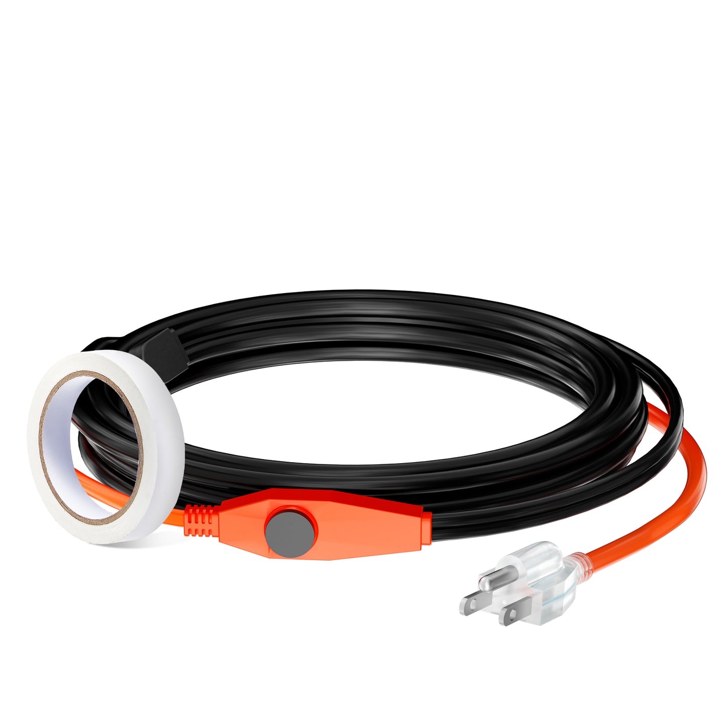 Pipe Heating Cable, 12FT 7W/FT Heat Tape for Pipes with Built-in Thermostat, Water Pipe Heat Cable Protects PVC Hose, Metal and Plastic Pipe from Freezing